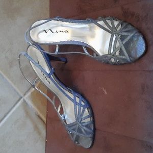 Sparkly blue strappy sandals